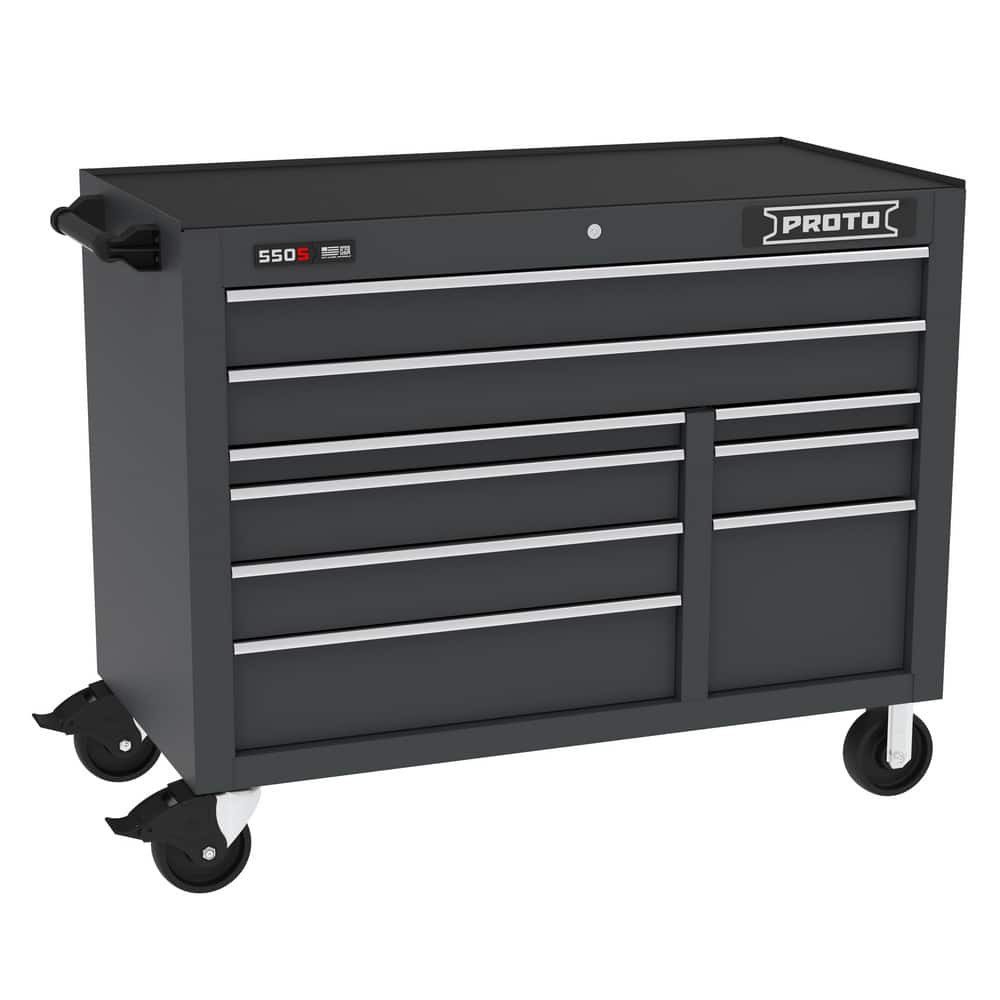 Proto J555041B-9DB Tool Roller Cabinets; Drawers Range: 5 to 10 Drawers ; Overall Weight Capacity: 900lb ; Top Material: Vinyl ; Color: Black ; Locking Mechanism: Keyed ; Width Range: 48" and Wider