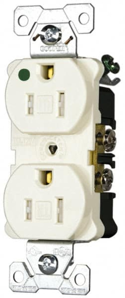 Cooper Wiring Devices TR8200B Straight Blade Duplex Receptacle: NEMA 5-15R, 15 Amps, Self-Grounding