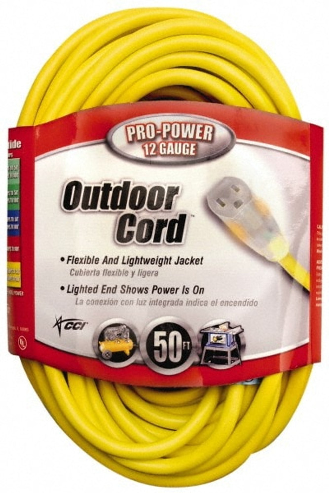 Southwire 2588SW0002 50', 12/3 Gauge/Conductors, Yellow Indoor & Outdoor Extension Cord