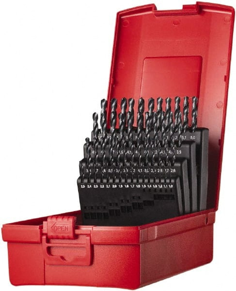 DORMER 5969728 Drill Bit Set: Jobber Length Drill Bits, 51 Pc, 118 °, High Speed Steel