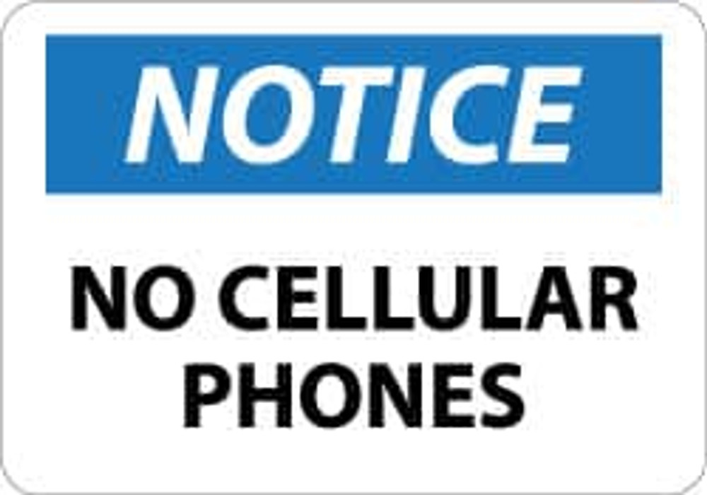 AccuformNMC N304AB Security & Admittance Sign: Rectangle, "Notice, NO CELLULAR PHONES"