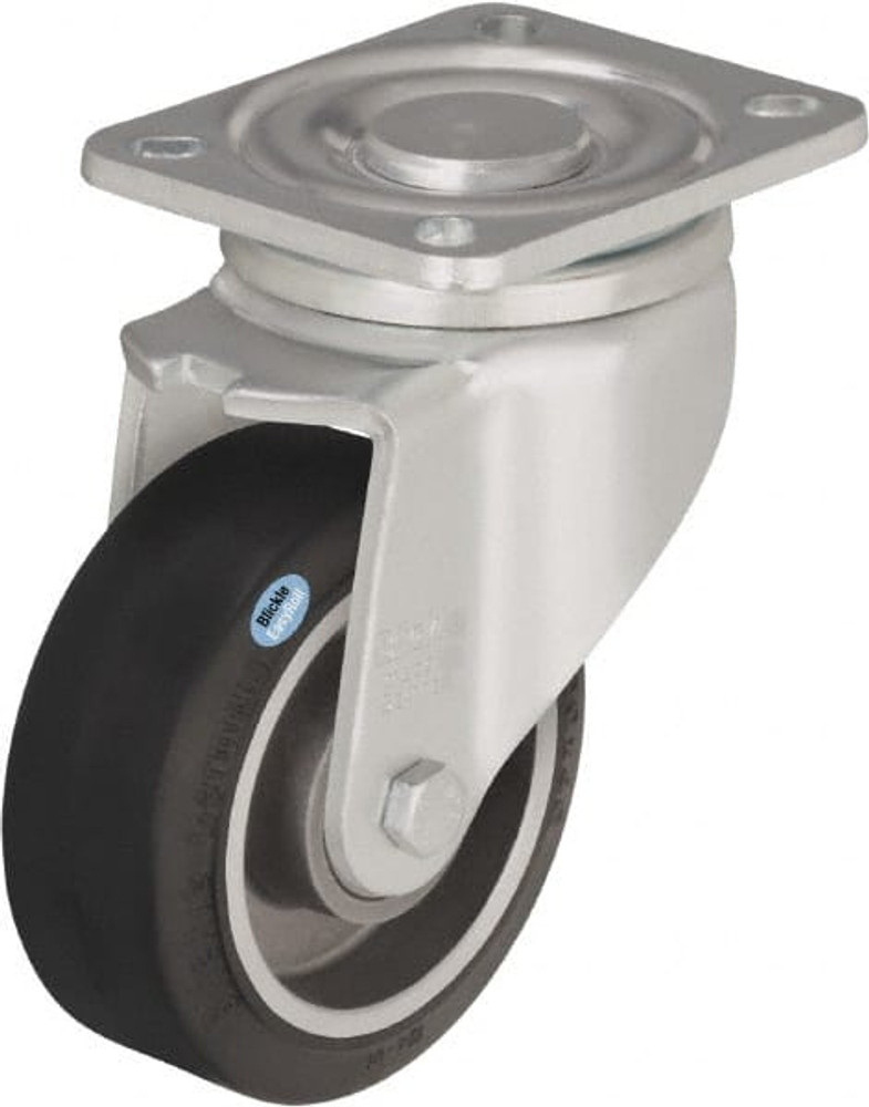 Blickle 263996 Swivel Top Plate Caster: Solid Rubber, 5" Wheel Dia, 1-9/16" Wheel Width, 550 lb Capacity, 6-1/2" OAH