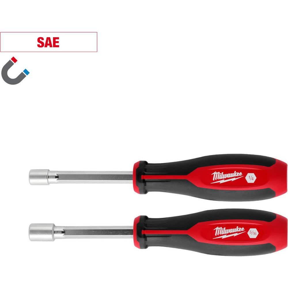Milwaukee Tool 48-22-2542 Nutdriver Sets; Drive Size: 5/16 in; 1/4 in ; Handle Type: Tri-Lobe ; Shaft Type: Hollow ; Container Type: None ; Shaft Length (Inch): 2 ; Overall Length (Decimal Inch): 3.9400