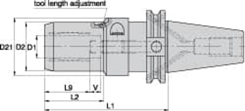 Kennametal 2079530 Hydraulic Tool Chuck: CAT50, Taper Shank, 8 mm Hole