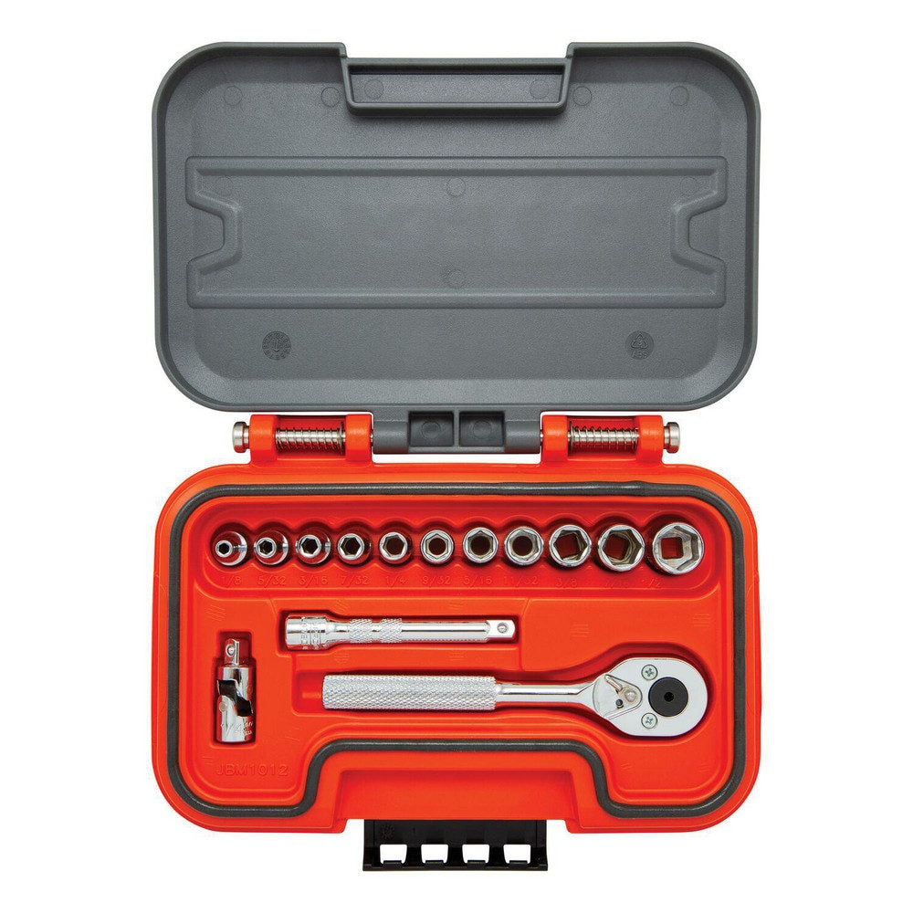 Proto J47114S Combination Hand Tool Sets; Set Type: Socket Set ; Number Of Pieces: 14 ; Measurement Type: Inch ; Drive Size: 1/4 ; Container Type: Blow Mold Case ; Container Material: Plastic