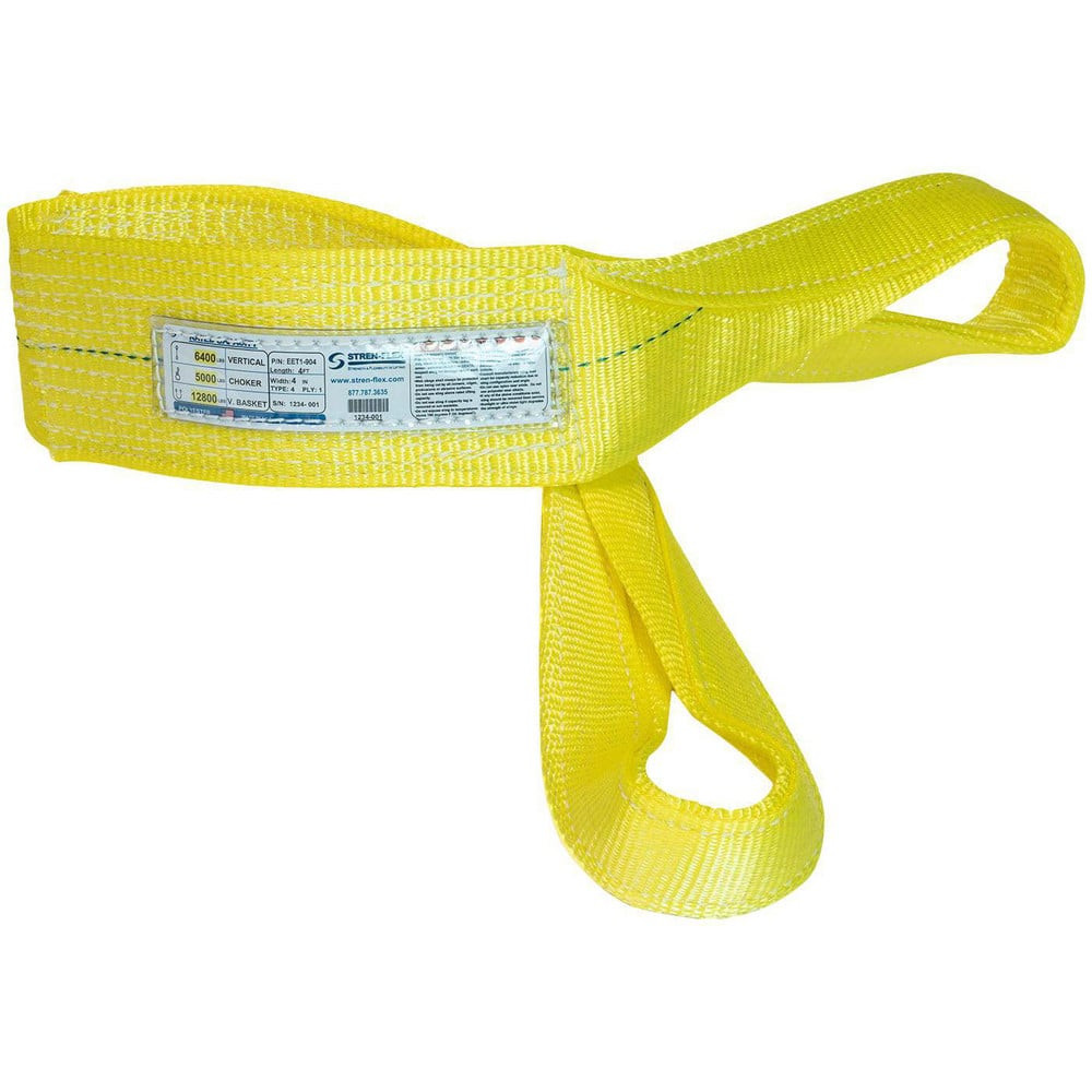 Stren-Flex EET-1-903P-03 Eye & Eye Sling: 3" Wide, 3' Long, 4,800 lb Vertical, 3,800 lb Choker, 9,600 lb Basket, Polyester