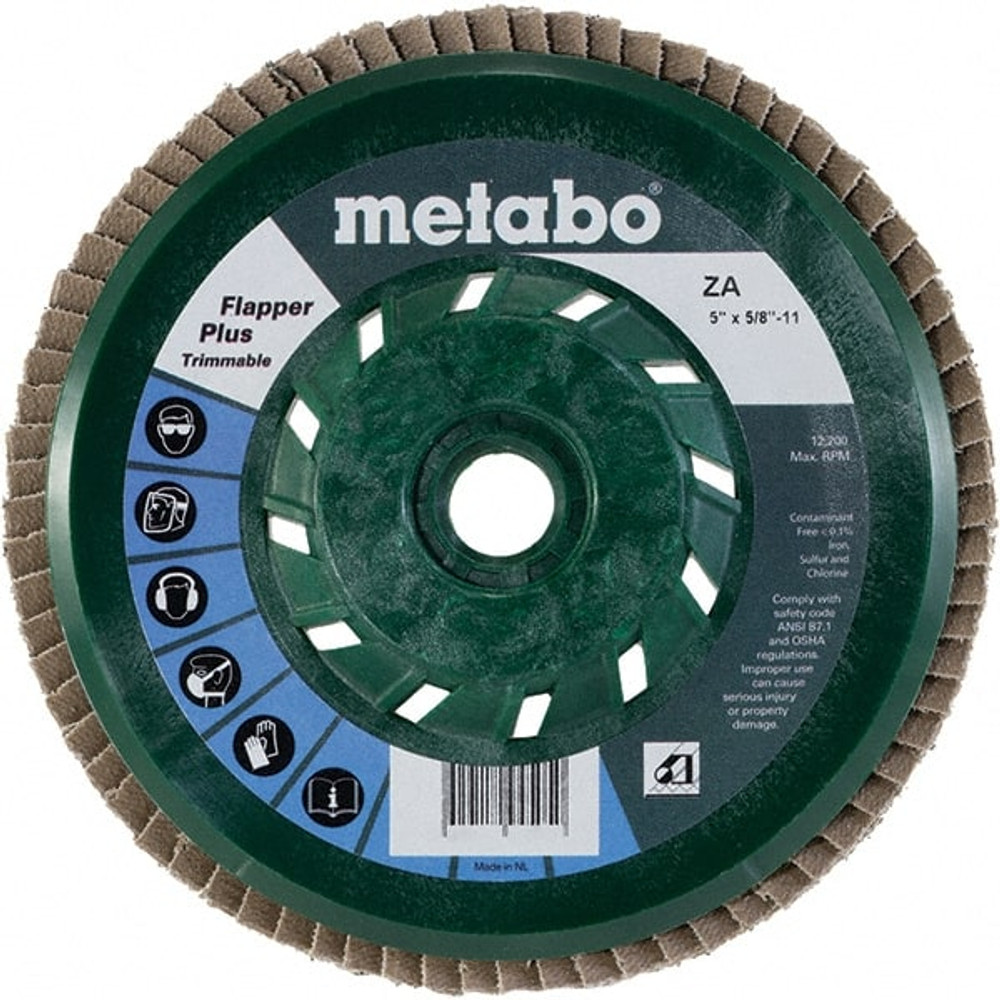 Metabo 629449000 Flap Disc: 5/8-11 Hole, 40 Grit, Zirconia Alumina, Type 29
