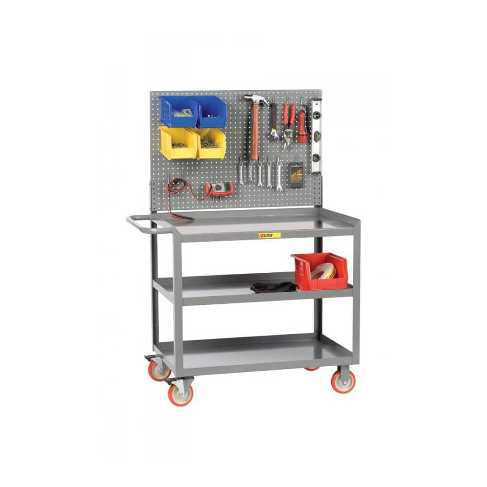 Little Giant. MW-2436-5TL-PB Mobile Workbench with Pegboard Panel Mobile Work Center: 24" OAD, 2 Shelf