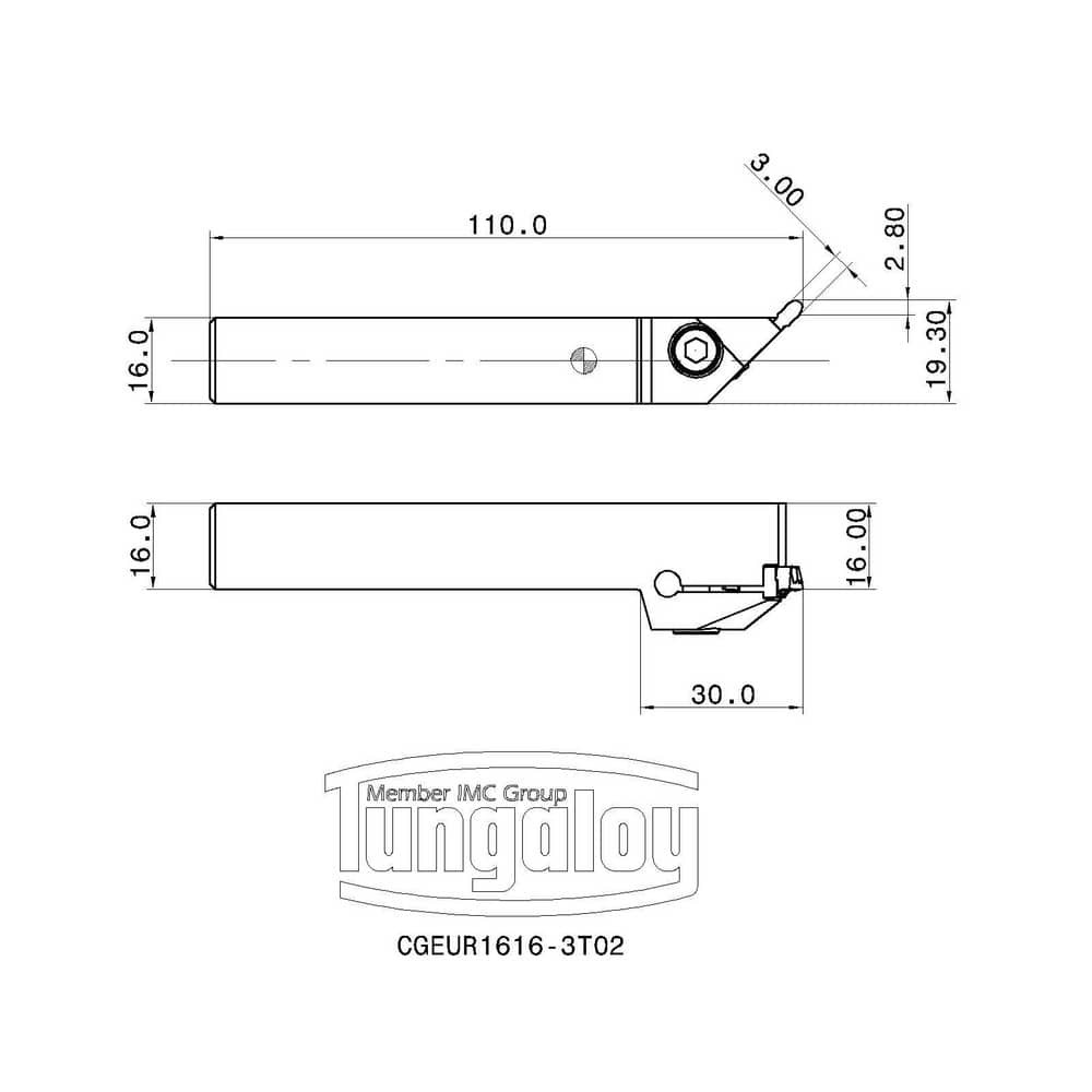 Tungaloy 6805507 Indexable Profiling Toolholder: Left Hand, 117.5 &deg; Lead Angle