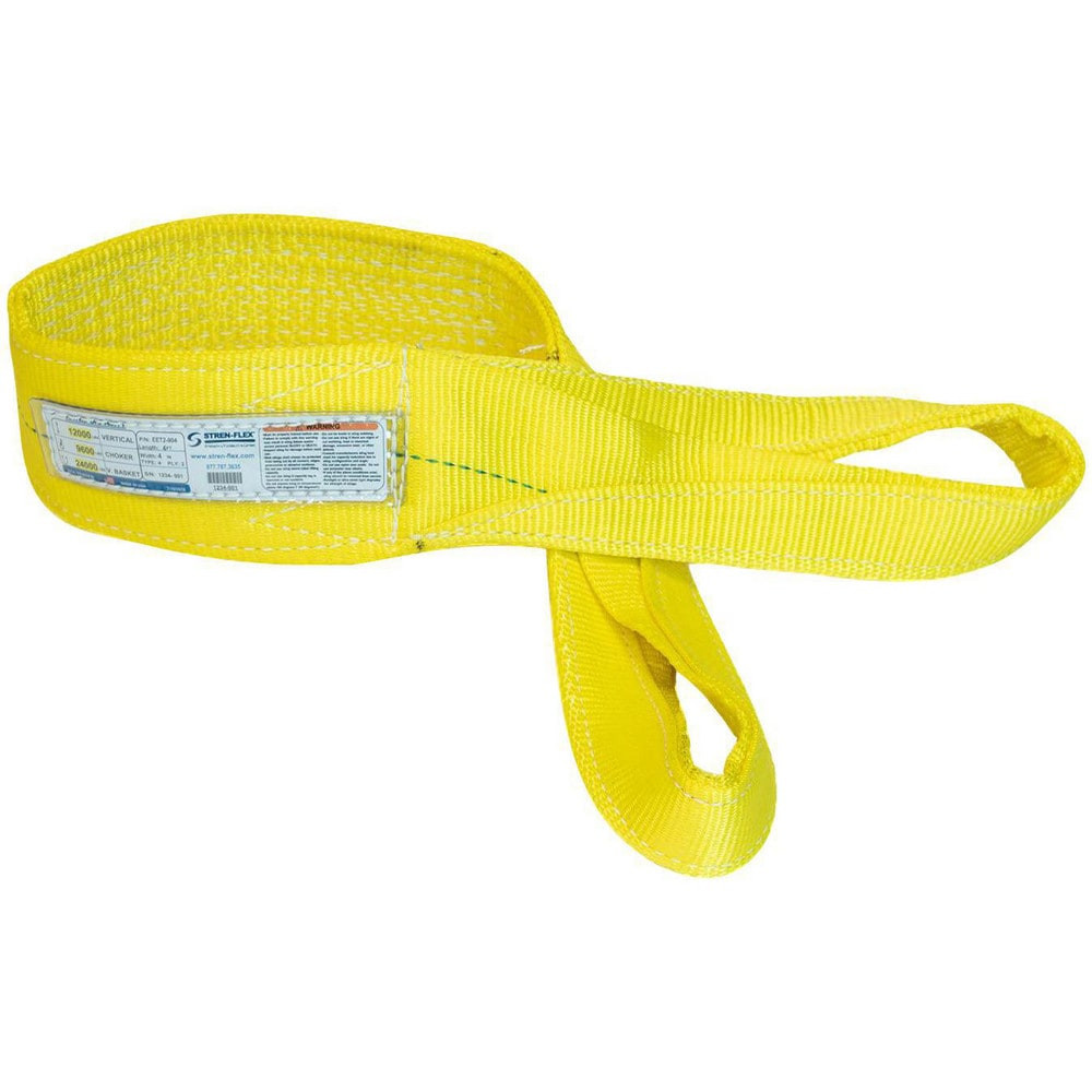 Stren-Flex EET-1-906P-12 Eye & Eye Sling: 6" Wide, 12' Long, 9,600 lb Vertical, 7,600 lb Choker, 19,200 lb Basket, Polyester