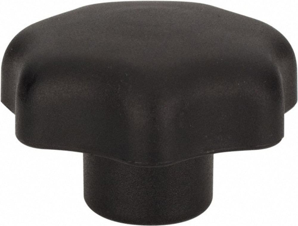 Morton Machine Works PHK-153 Scalloped Knob: 40 mm Head Dia, 7 Points, Thermoplastic Elastomer, Black