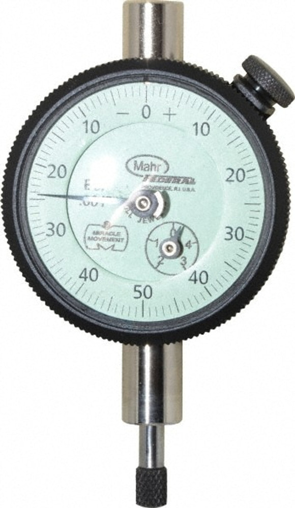 Mahr 2016587 Dial Drop Indicator: 0.25" Range, 0-50-0 Dial Reading, 0.001" Graduation, 1-3/4" Dial Dia