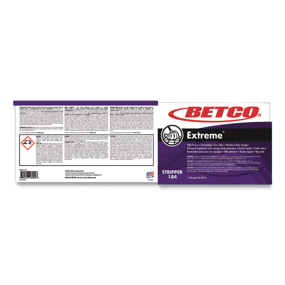 BETCO CORPORATION 1840400 Extreme Floor Stripper, Lemon Scent; 1 gal Bottle, 4/Carton
