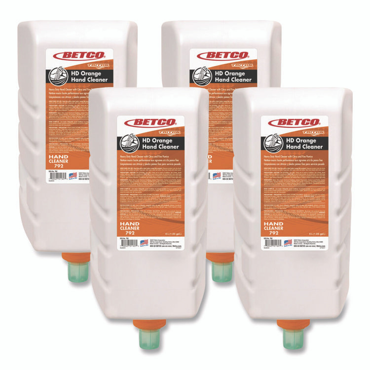 BETCO CORPORATION 7923100 HD Orange Hand Cleaner Refill, For Triton Dispensers, Citrus Zest Scent, 4 L, 4/Carton