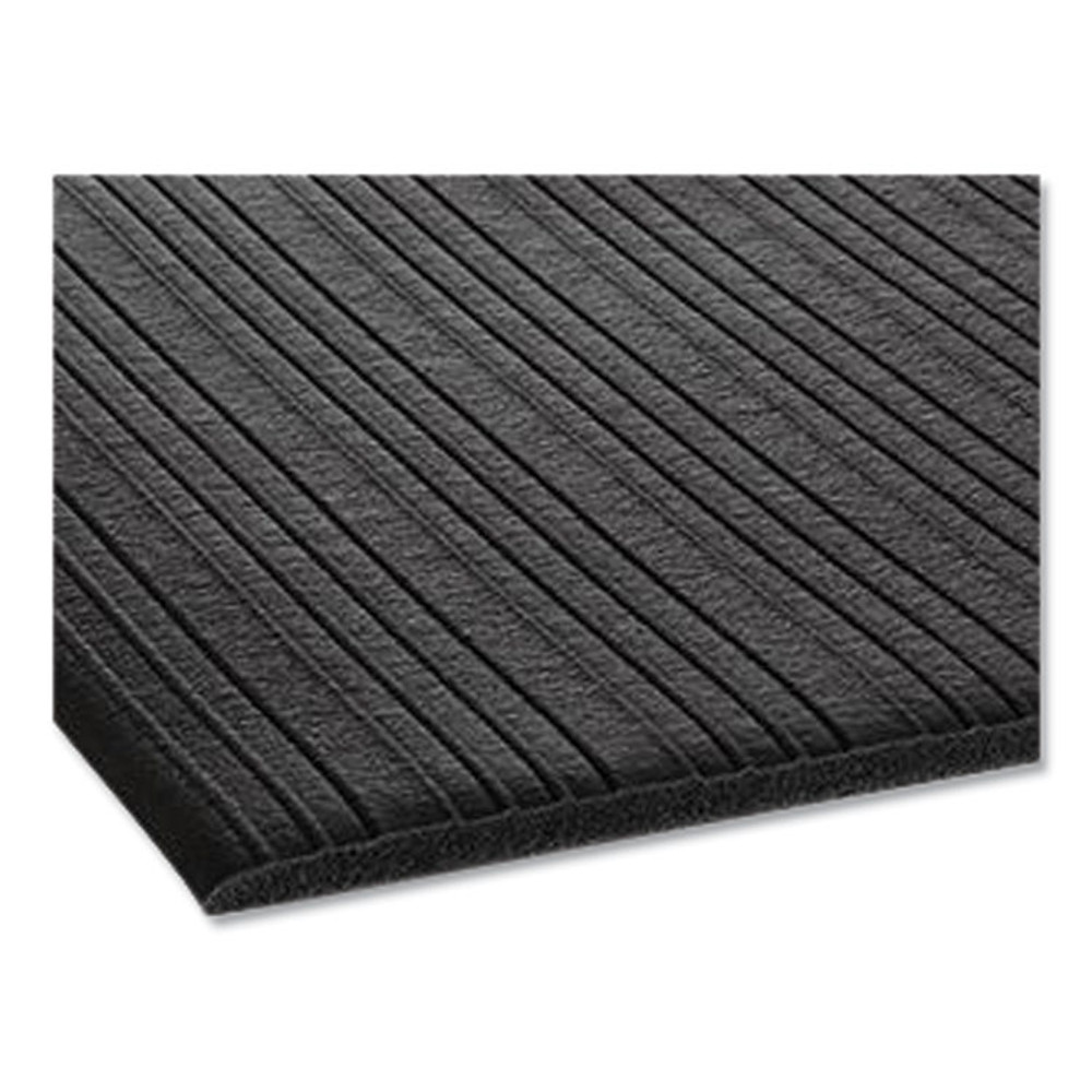 CROWN MATS & MATTING FL3612BK Ribbed Vinyl Anti-Fatigue Mat, Rectangular, Black Ribbed Surface, 36" x 12 ft