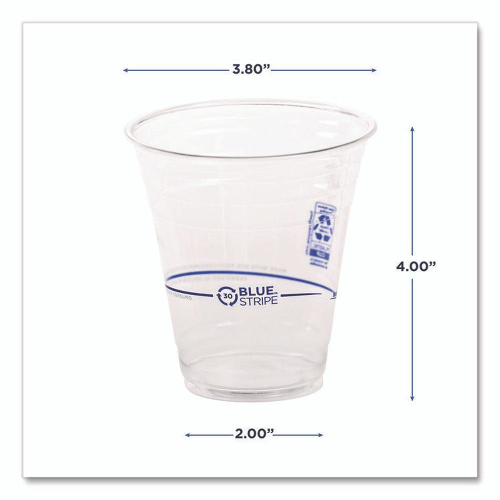 ECO-PRODUCTS,INC. EPCR12 BlueStripe 25% Recycled Content Cold Cups, 12 oz, Plastic, Clear/Blue, 50/Pack, 20 Packs/Carton
