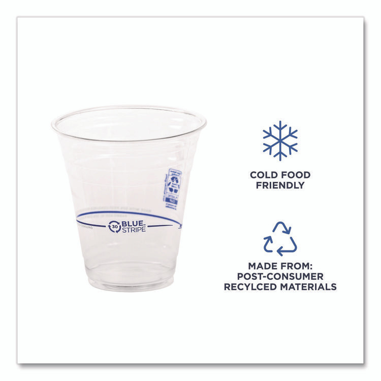 ECO-PRODUCTS,INC. EPCR12 BlueStripe 25% Recycled Content Cold Cups, 12 oz, Plastic, Clear/Blue, 50/Pack, 20 Packs/Carton