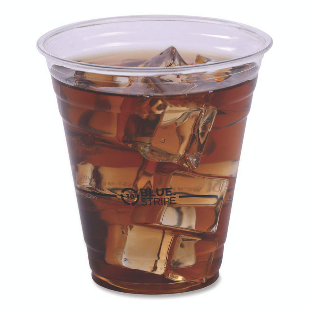 ECO-PRODUCTS,INC. EPCR12 BlueStripe 25% Recycled Content Cold Cups, 12 oz, Plastic, Clear/Blue, 50/Pack, 20 Packs/Carton