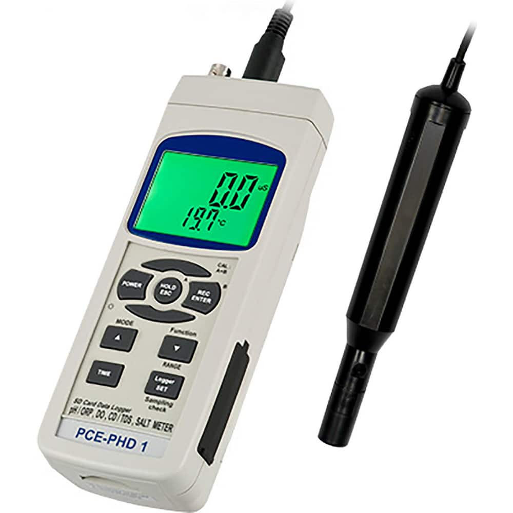 PCE Instruments PCE-PHD 1-O2 Conductivity, pH & TDS Meters & Testers; Meter Type: Water-Resistant TDS Meters ; Automatic Temperature Compensation: Yes ; Resolution: 0.100 ; Memory: Yes ; Auto Power Off: No ; Waterproof: No