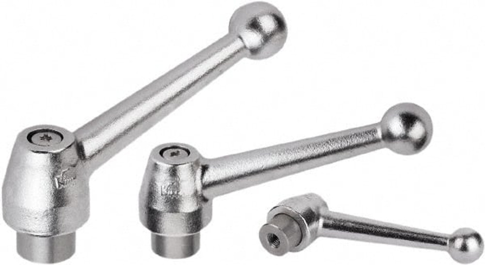 KIPP K0120.108 Threaded Hole Adjustable Clamping Handle: M8 Thread, Steel, Silver