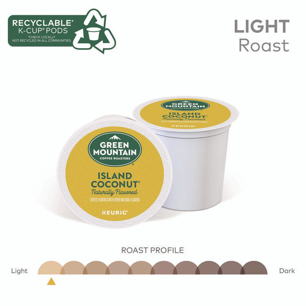 KEURIG DR PEPPER Green Mountain Coffee® 6720CT Island Coconut Coffee K-Cup Pods, 96/Carton