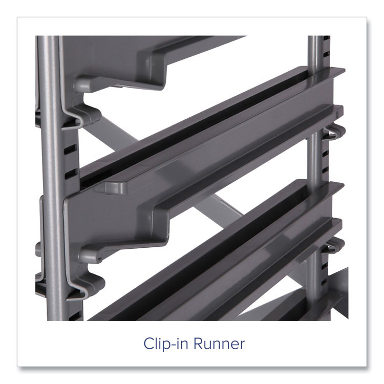 GRATNELLS USA, LLC SSET014419 Callero Tilted Tray Trolley Set 01, Metal, 1 Shelf, 9 F2 Deep Bins, 40.6" x 17.3" x 41.5", Silver/Light Gray