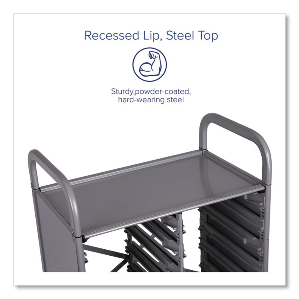 GRATNELLS USA, LLC SSET134419 Callero Plus Double Column Trolley Set 13, Metal, 1 Shelf, 8 F2 Deep Bins, 27.4" x 17.3" x 41.5", Silver/Light Gray