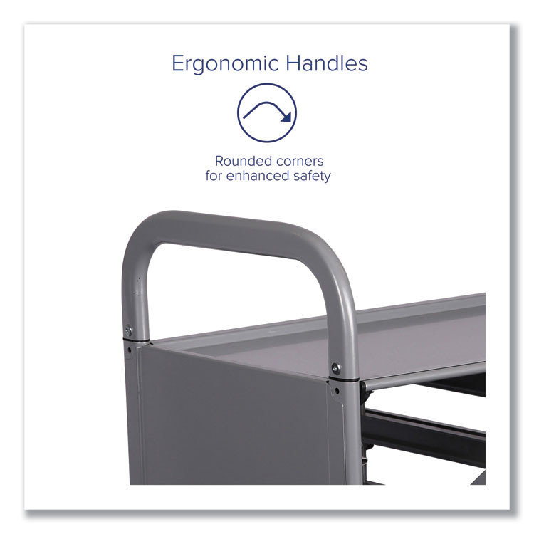 GRATNELLS USA, LLC SSET164420 Callero Plus Treble Column Trolley Set 16, Metal, 1 Shelf, 6 F2 Deep Bins, 40.6" x 17.3" x 41.5", Silver/Translucent Frost