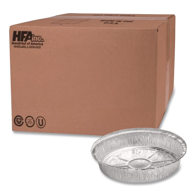 HFA INC 204725 Round Aluminum Container, 24 oz, 7" Diameter, Silver, 500/Carton