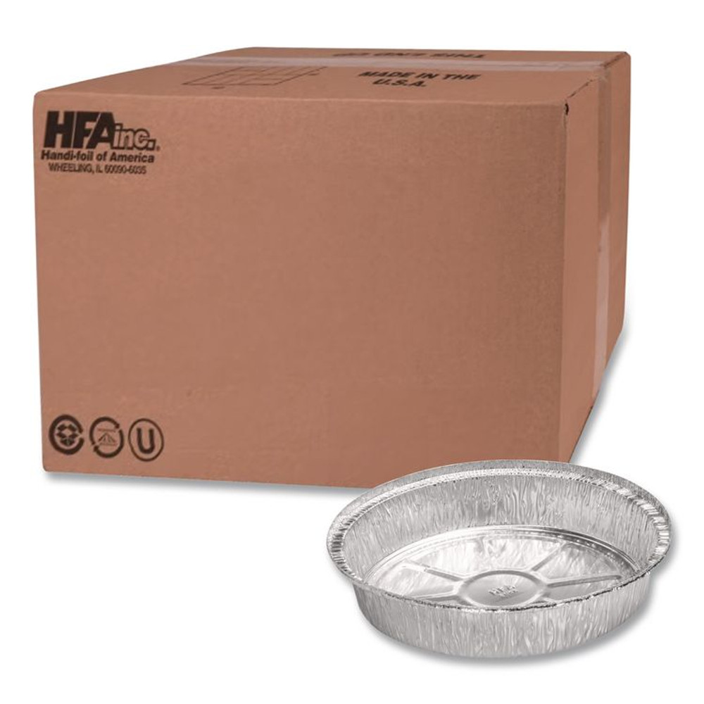 HFA INC 205830 Round Aluminum Container, 37 oz, 8" Diameter, Silver, 500/Carton