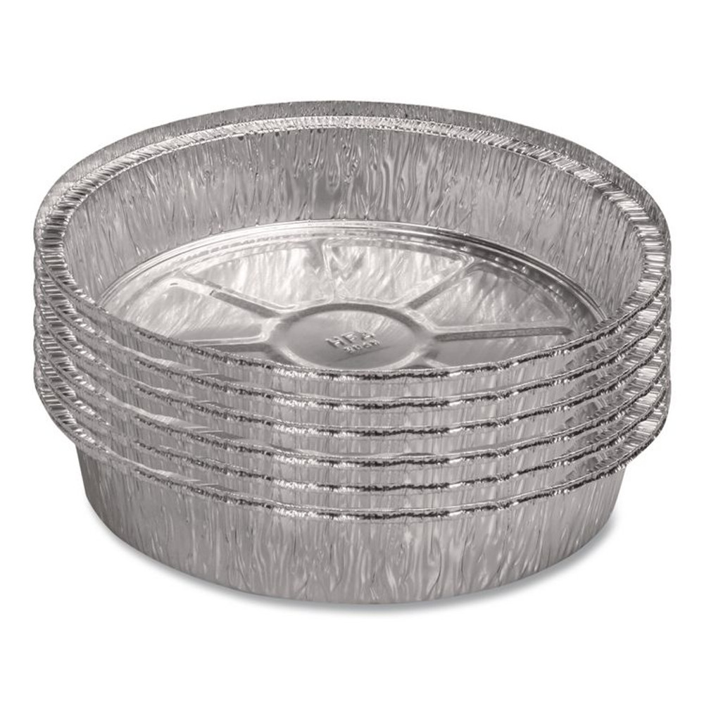 HFA INC 205830 Round Aluminum Container, 37 oz, 8" Diameter, Silver, 500/Carton