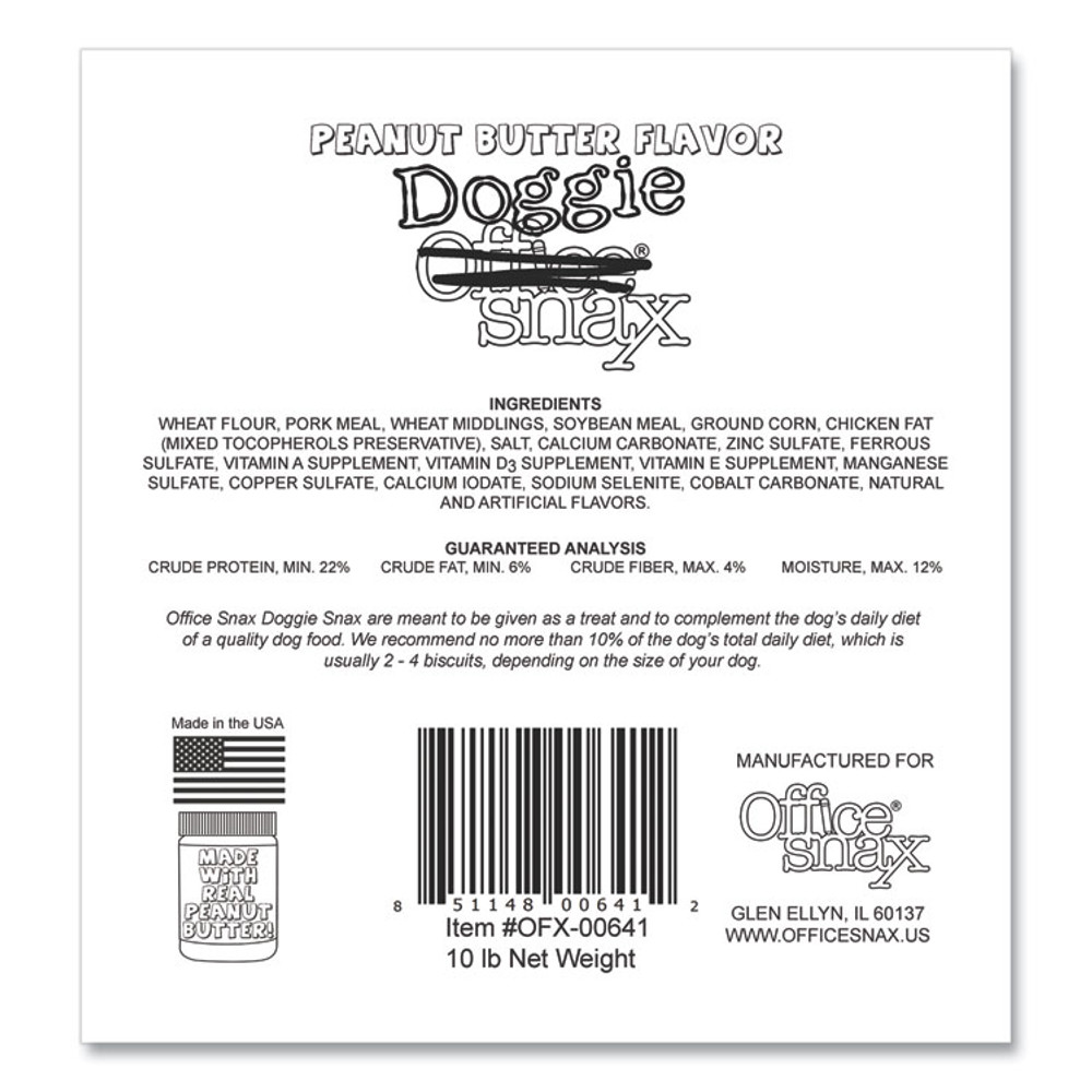 TOOTSIE ROLL INDUSTRIES Office Snax® 00641 Doggie Biscuits, Peanut Butter, 10 lb Box