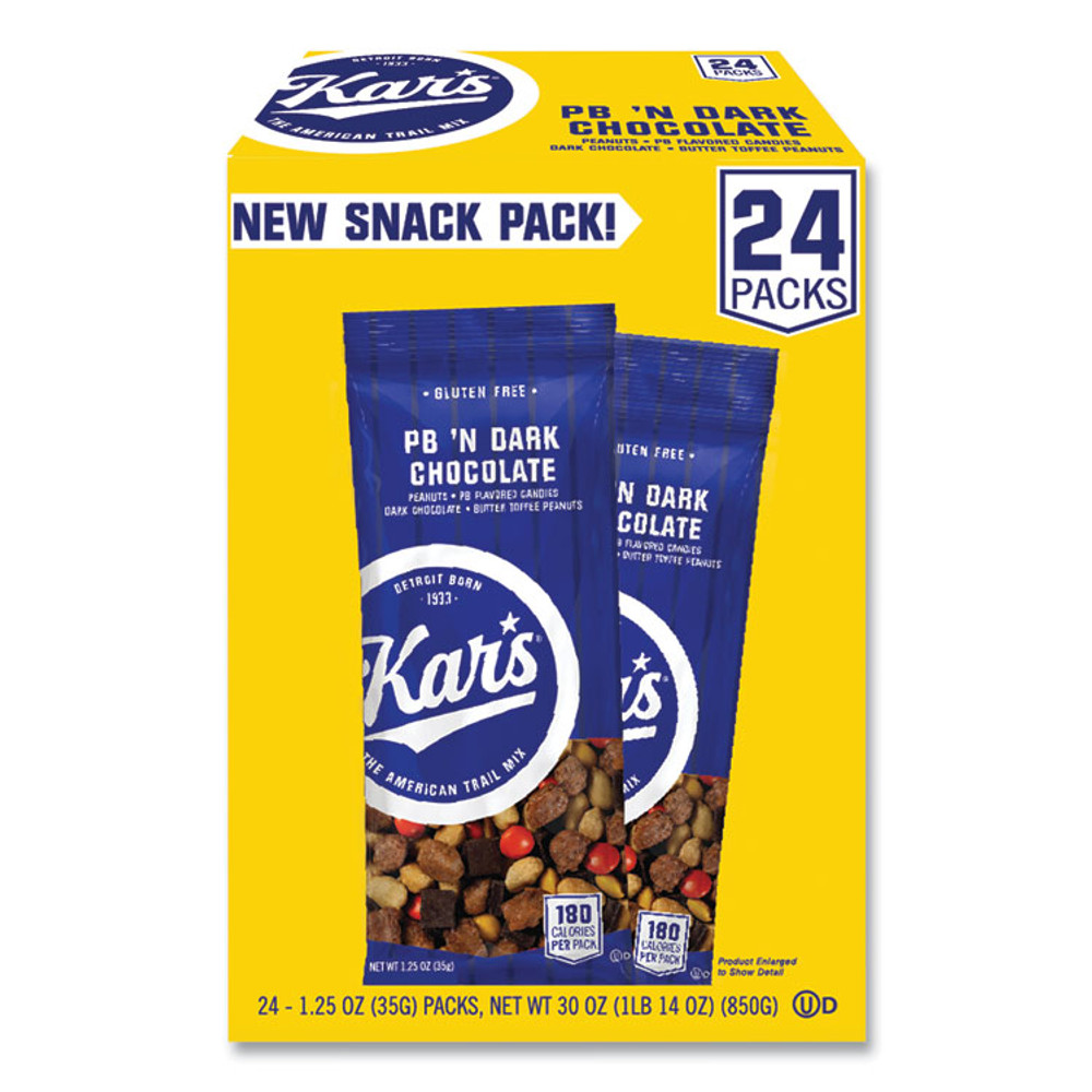 KAR'S NUTS 08037 Trail Mix, Dark Chocolate/Peanut Butter, 1.25 oz Packet, 24/Box