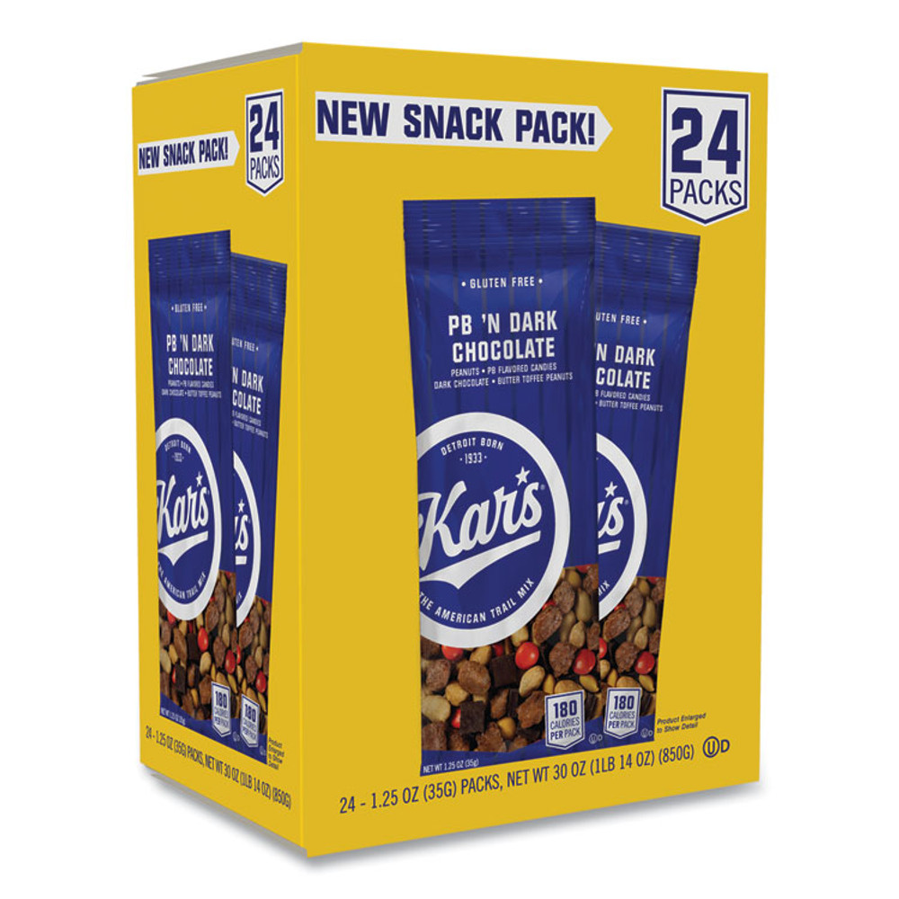 KAR'S NUTS 08037 Trail Mix, Dark Chocolate/Peanut Butter, 1.25 oz Packet, 24/Box