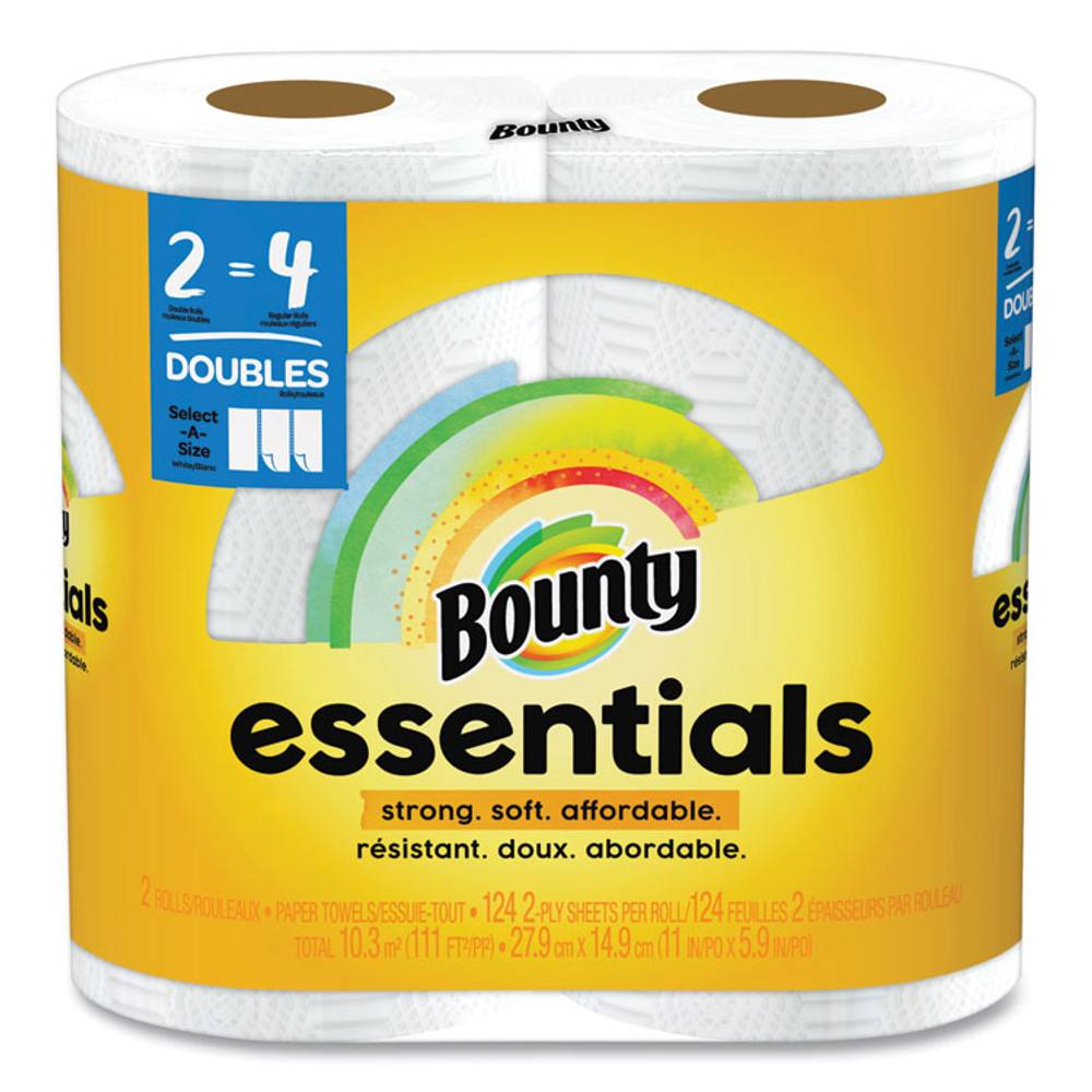 PROCTER & GAMBLE Bounty® 56210 Essentials Select-A-Size Kitchen Roll Paper Towels, 2-Ply, 124 Sheets/Roll, 6 Rolls/Carton