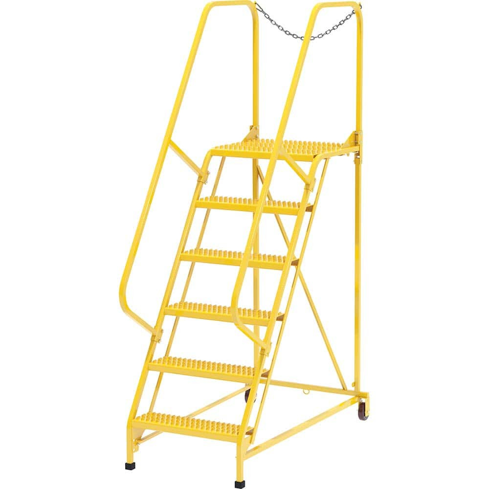 Vestil LAD-MM-6-G-YL Rolling Ladder: Type IA, 60" Platform, 350 lb Capacity, 6 Step, 29-1/2" Base