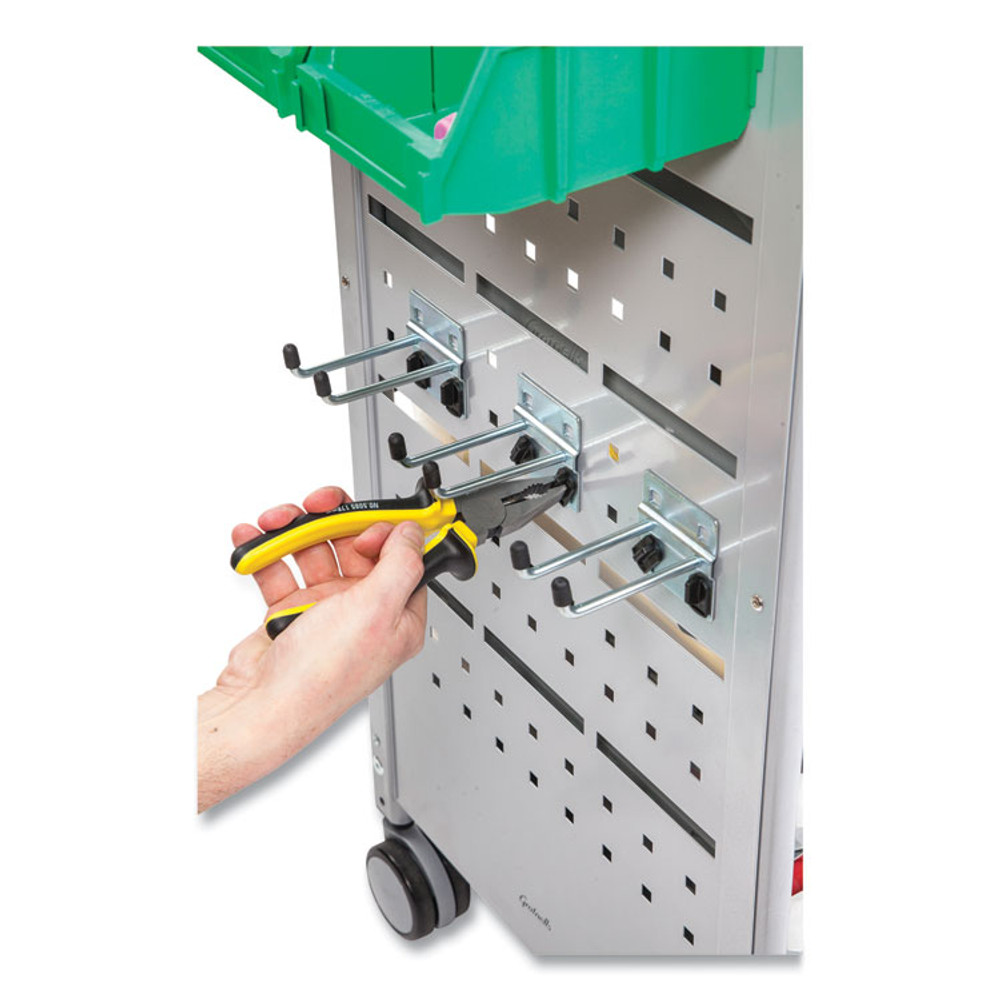 GRATNELLS USA, LLC MST014410 Callero MakerSpace Trolley Set 01, Metal, 1 Shelf, 12 F1 Bins, 3 F2 Bins, 42.9" x 17.3" x 61.8", Silver/Grass Green