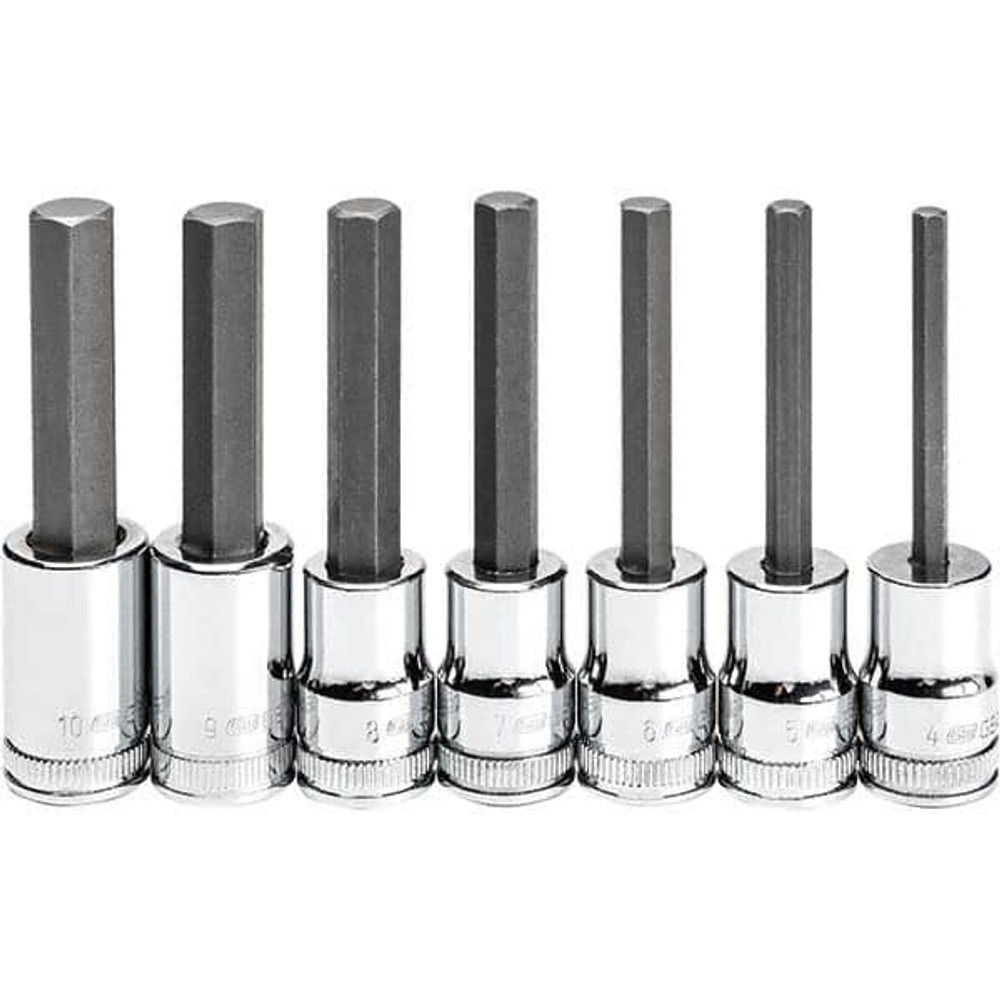 GEARWRENCH 82546 Hex Bit Socket Set: 3/8" Drive, 7 Pc, 4 to 10 mm Hex