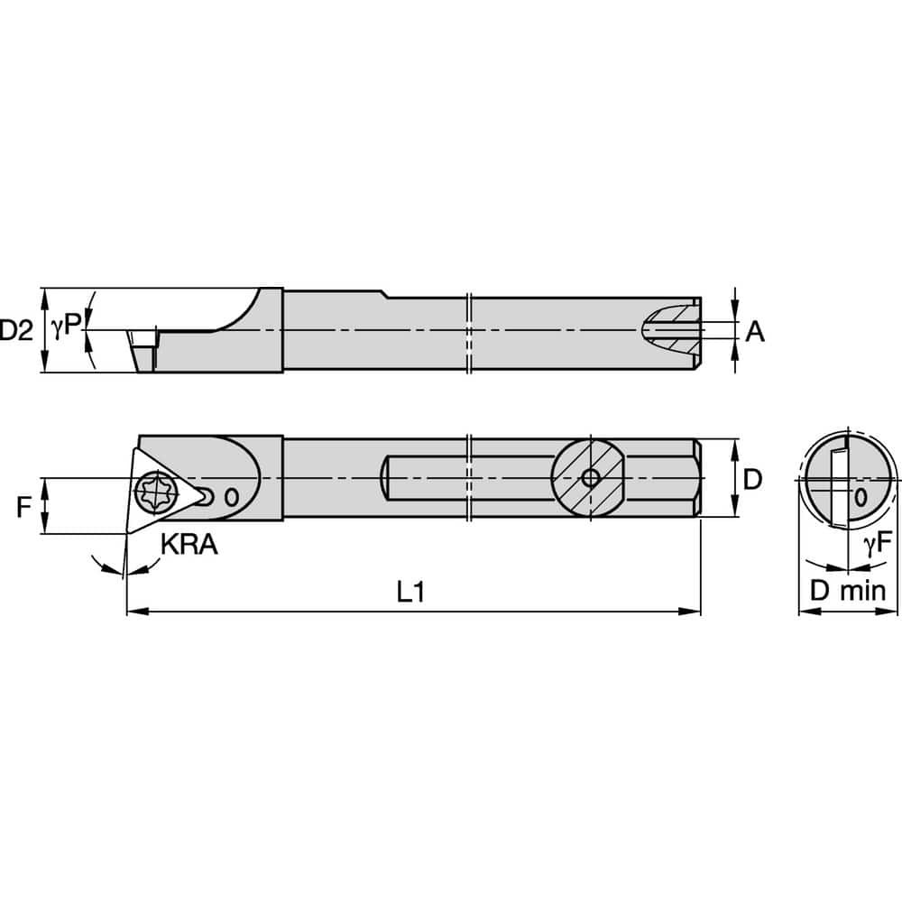 Widia 2825910 Indexable Boring Bars; Minimum Bore Diameter (Decimal Inch): 0.4380 ; Maximum Bore Depth (Decimal Inch): 1.1250 ; Toolholder Style: QSBI ; Tool Material: Steel ; Shank Diameter (Decimal Inch): 0.3750 ; Hand of Holder: Right Hand