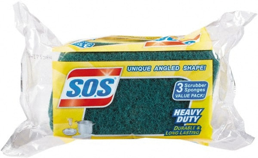 SOS CLO91029CT Case of (24) 3-Pack 4-1/2" Long x 2-1/2" Wide x 0.9" Thick Scouring Sponges