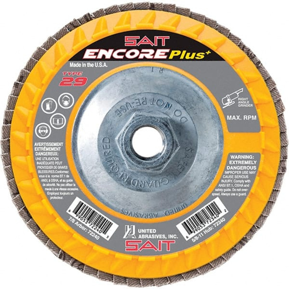 Sait 72341 Flap Disc: 5/8-11 Hole, 80 Grit, Zirconia Alumina, Type 29