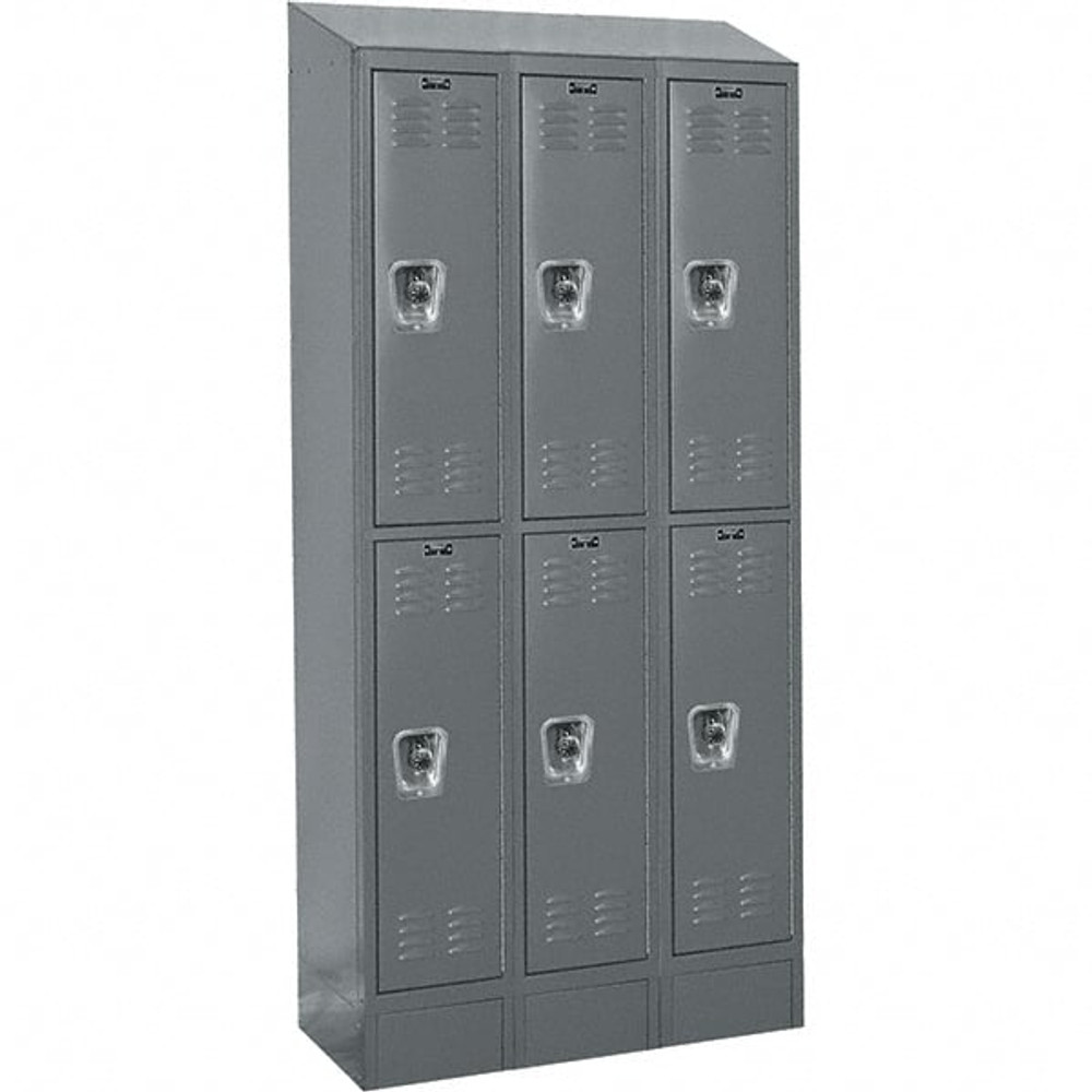 Hallowell URB3228-2ASB-HG 3-Wide Locker: 12" Wide, 78" High, Padlock