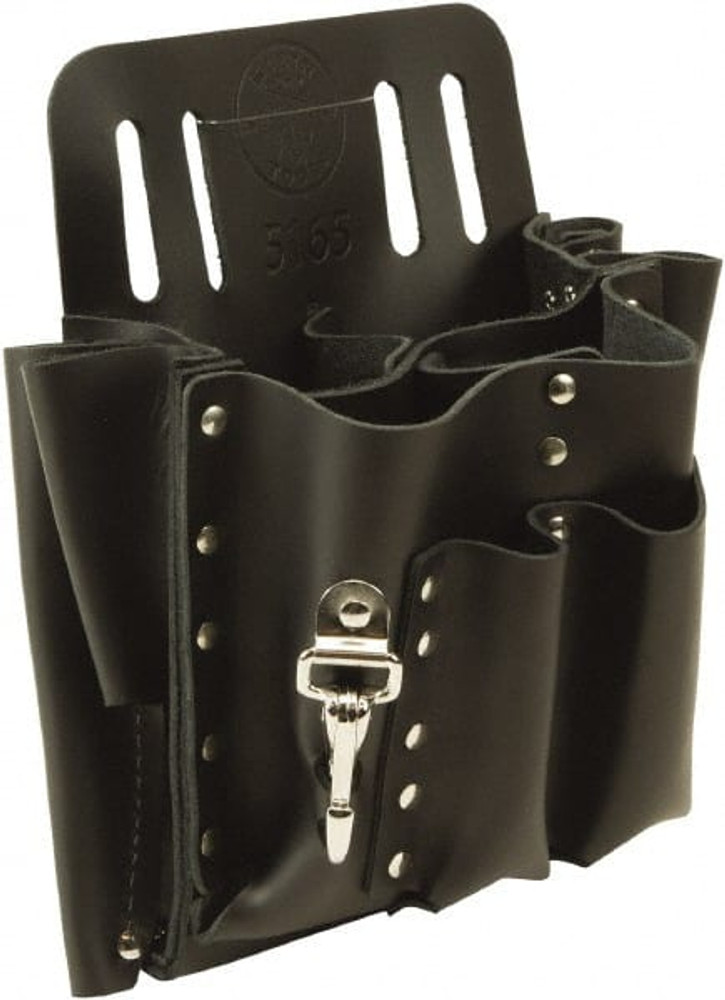 Klein Tools 5165 Tool Pouch: 10 Pockets, Leather, Black