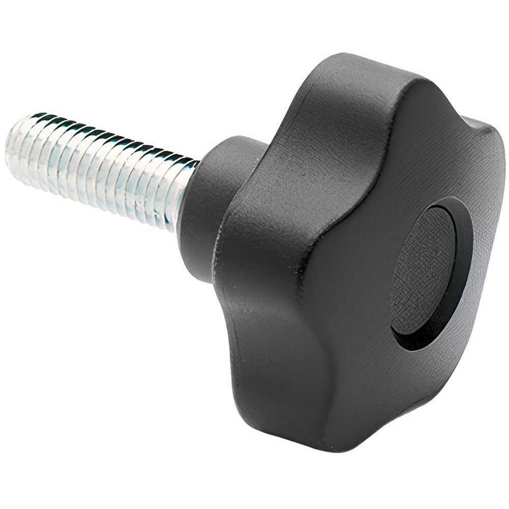 Elesa 969901 Lobed Knob: 1.57" Head Dia, 5 Points, Thermoplastic Elastomer, Black