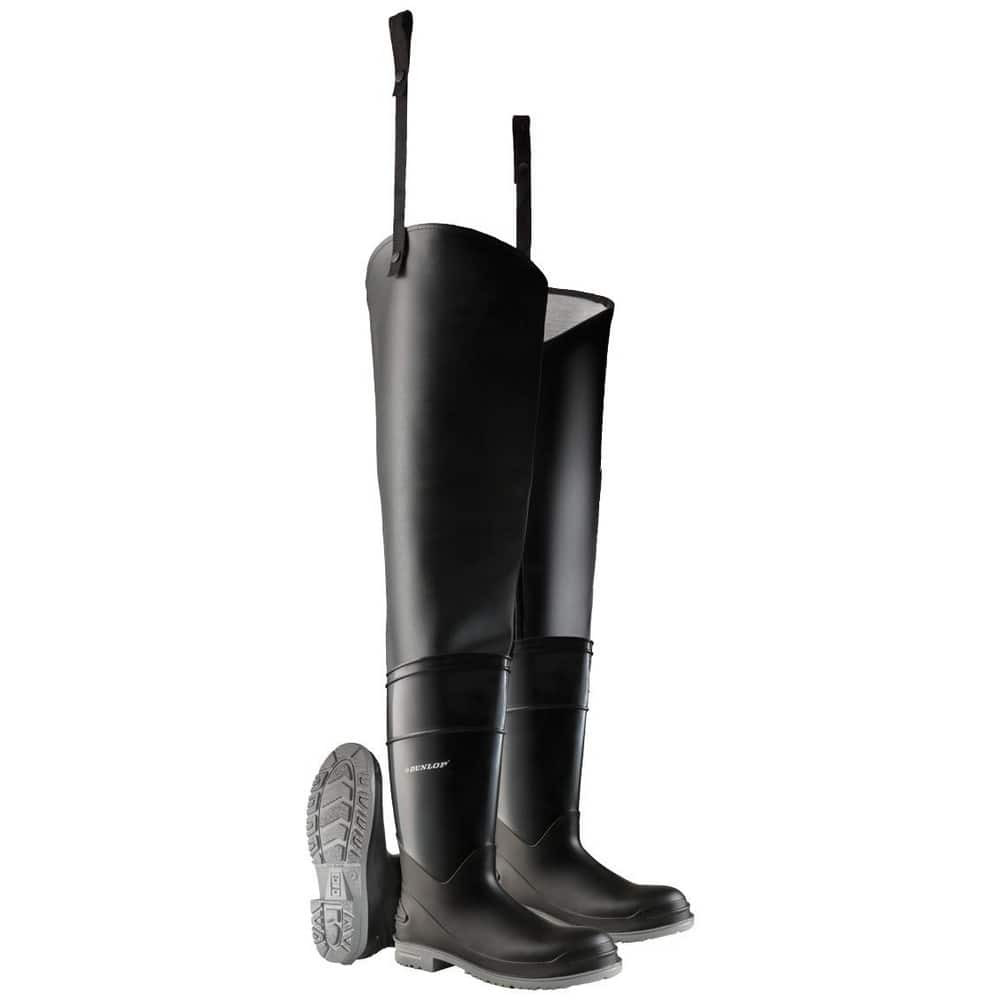 Dunlop Protective Footwear 86055-11 Hip & Chest Waders; Footwear Style: Wader ; Wader Type: Hip Wader ; Toe Type: Plain ; Gender: Men ; Men's Size: 11 ; MKTestPIMAttribute: Black