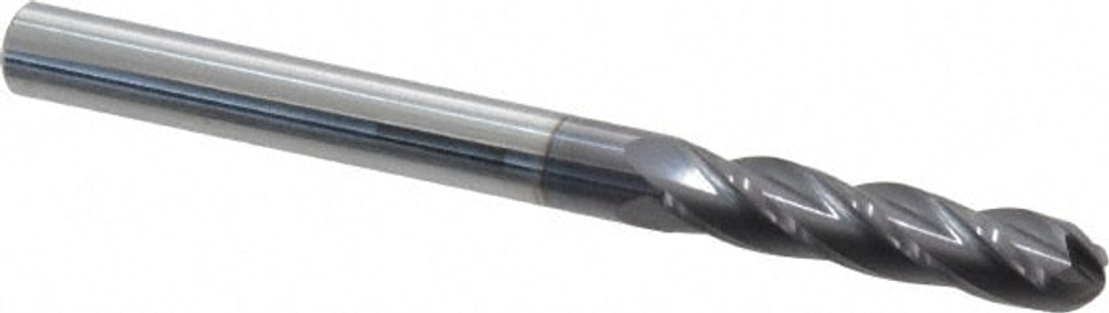 Hertel EM060016 Ball End Mill: 0.25" Dia, 1.125" LOC, 4 Flute, Solid Carbide