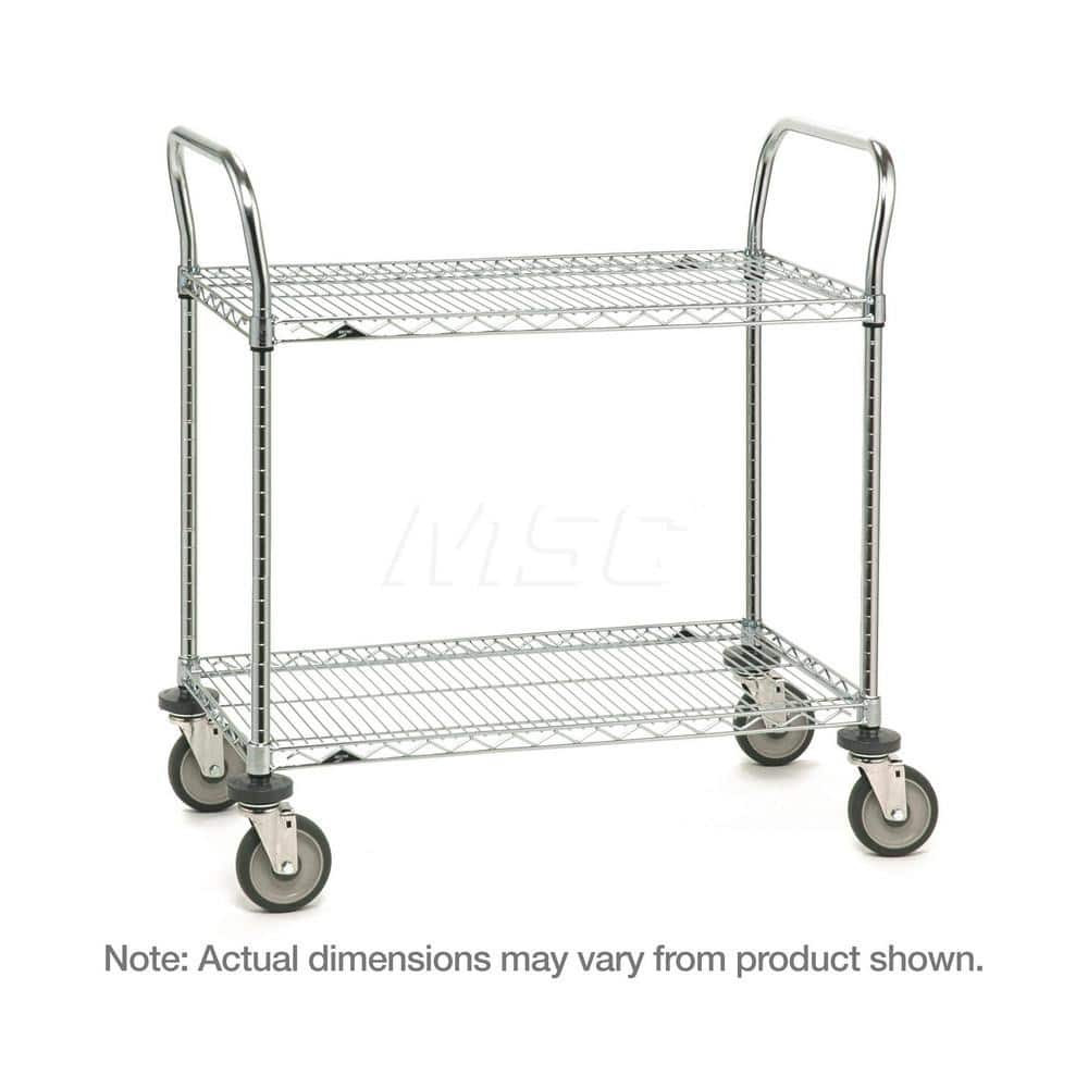 Metro 2SPN55DC Utility Cart: 39" OAH, Steel, Silver