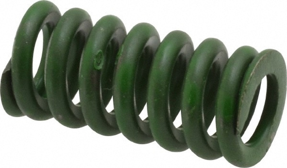 Associated Spring Raymond 106-204 Die Spring: 1/2" Hole Dia, 9/32" Rod Dia, 1" Free Length, Green