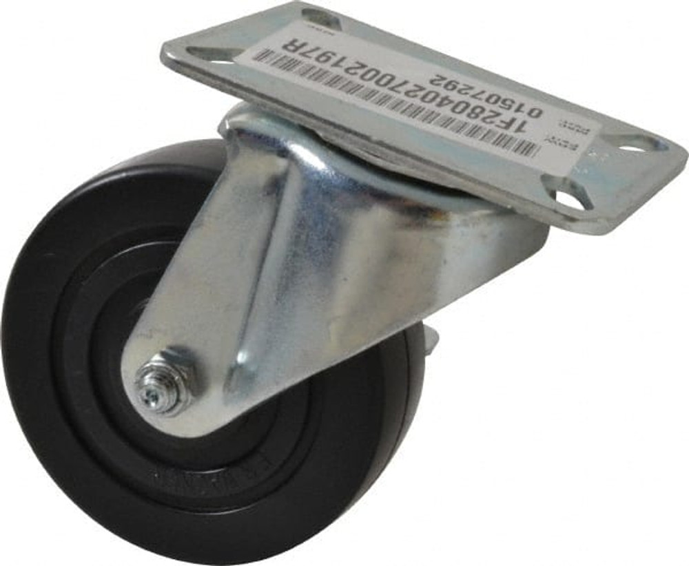 E.R. Wagner 1F2804027002197 Swivel Top Plate Caster: Polyolefin, 4" Wheel Dia, 1-3/8" Wheel Width, 300 lb Capacity, 5-1/16" OAH