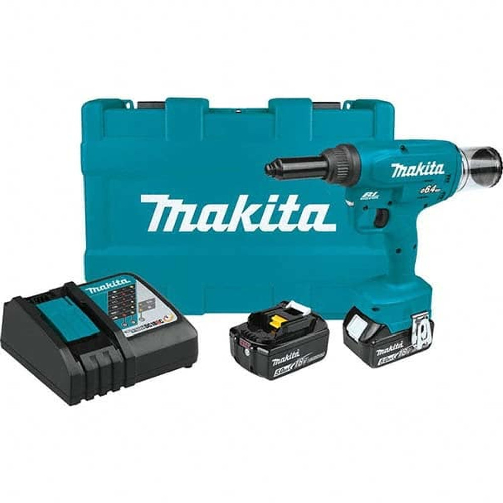 Makita XVR02T Cordless Riveters; Fastener Type: Cordless Electric Riveter; Blind Rivet Diameter Aluminum: 0.25 in; Blind Rivet Diameter Stainless Steel: 0.25 in; Blind Rivet Diameter Steel: 0.25 in; Stroke Length: 30 mm; Batteries Included: Yes; Brus